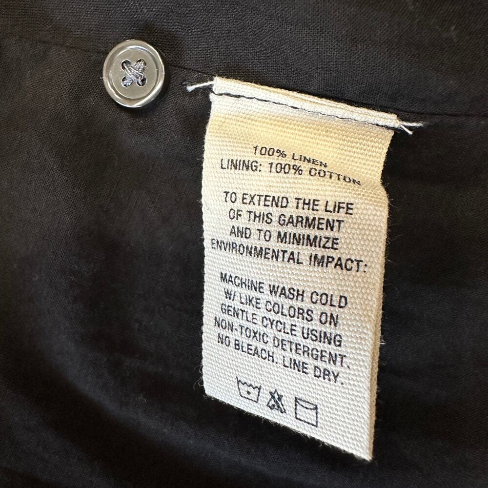 Alex Mill Lauren Linen Wrap Dress, Deep Black, Coastal Minimalist Natural, Large - Picture 10 of 13